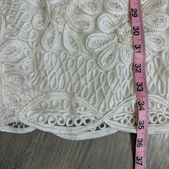 SUE WONG Appliqué Halter Sleeveless Dress White Ivory Sz 2 Bridal Embroidered - Picture 9 of 16